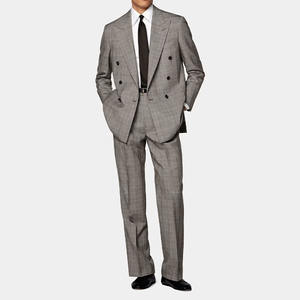 Costume Homme Élégant à Carreaux Croisé de Haute Qualité – Blazer et Pantalon Gris sur Mesure – Idéal pour Mariage et Tenue de Cérémonie/Business - Product Image 1
