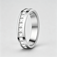 Bague en titane avec sertissage en zircone, alliance fine de 4 mm pour femme, bijoux modernes en gros