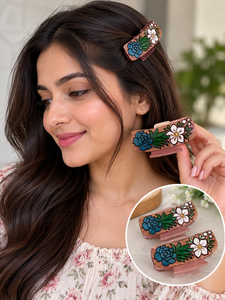 Pinzas para el Cabello de Cuero con Diseño Floral, Hechas a Mano, Estilo Vintage, Elegantes, de Cuero Genuino, para Uso Diario, Accesorios para el Cabello de Mujer - Product Image 6
