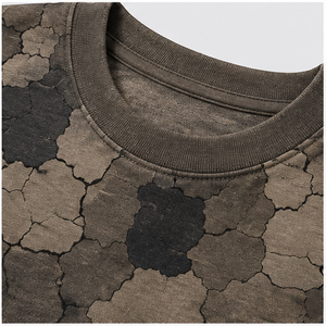 T-shirt à manches courtes pour homme, col rond, imprimé camouflage effet terre craquelée brun cendré personnalisé MTS-CAMO-0032 - Product Image 5