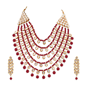 Indian Stylish Layered Pearl Rani Haar Long Kundan Necklace Zircon Alloy Jewellery Set Wedding Engagement Party Gift Hiphop Gold - Product Image 2