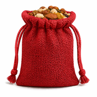 Pochette à cordon en jute et lin rouge, sac de rangement multi-usages pour outils, écologique et réutilisable, 10x14cm, pour fruits secs et courses
