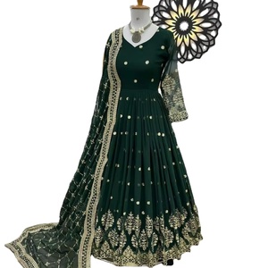 Meilleures ventes : Vêtements traditionnels indiens de créateur pour femmes, en modal, rayonne et georgette, imprimés, brodés, avec bordure en dentelle, multicolores, décontractés - Product Image 1