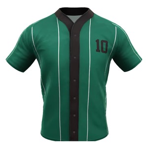 Uniforme de Béisbol Personalizado para Hombre, Verde con Rayas Negras, Transpirable, Manga Corta, Cierre de Botones, Talla Adulto, Corte Regular - Product Image 2