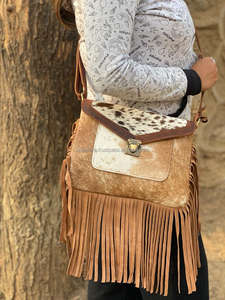 Nouveau Style occidental cheveux sur cacher fourrure en cuir véritable frange sacs haute qualité Boho Style femmes en cuir véritable frange sacs à bandoulière - Product Image 2