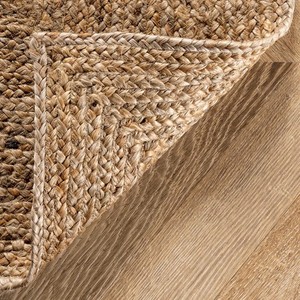 Tapis en jute fait main, motif géométrique, tissage plat, couleur naturelle, style farmhouse, écologique, décoration de salon - Product Image 5