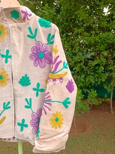 Premium for <b>Velvet</b> Embroidery Bomber <b>Jacket</b> for <b>Men</b> & Women Autumn Purple Teal Mustard Floral | Handmade Boutique Fashion - Product Image 3