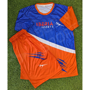 Conjunto de Uniforme Deportivo Sublimado Personalizado IBERIA |   Ropa de Equipo OEM |   Uniforme Deportivo Transpirable de Poliéster de Secado Rápido - Product Image 1