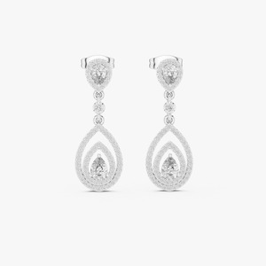 Pendientes de Oro Amarillo Sólido de 9K con Diamante Cultivado en Laboratorio de 1.214CT, Corte Pera, Diseño de Halo, Joyería Fina para Mujer - Product Image 3