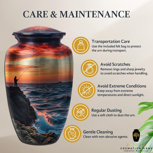 โกศบรรจุอัฐิสำหรับผู้ใหญ่ ลายตกปลา ขนาด 220 คิวบิกอินช์ เป็นมิตรกับสิ่งแวดล้อม ดีไซน์ปรับแต่งได้ ทนทาน ทำจากอะลูมิเนียม - Product Image 5