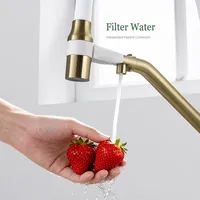 Robinet de cuisine chaud et froid avec filtre et douchette extractible, en laiton massif, à poser sur comptoir, mitigeur double poignée, vente en gros usine