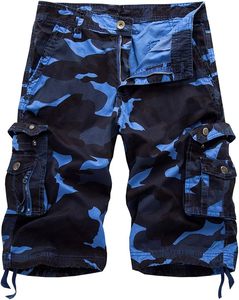 Shorts cargo camouflage pour homme 100% coton toile taille mi-haute braguette boutonnée décontracté longueur Bermuda poches respirant - Product Image 1