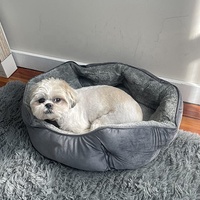 Coussin rond apaisant en velours suédé pour chats d'intérieur, lavable, directement de l'usine