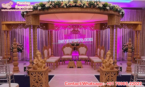 Mandap de Boda Estilo Bollywood Abierto con Acabado Blanco, Mandap Estilo Bollywood Abierto en EE. UU., Decoración de Mandap para Bodas Grand Maharani - Product Image 6