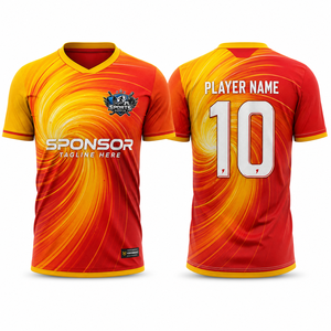 เสื้อทีมฟุตบอลคุณภาพพรีเมียมขายส่ง แบบสั่งทำพิเศษ ขาสั้น โพลีเอสเตอร์ 100% ระบายอากาศได้ดี แห้งเร็ว ชุดกีฬาสำหรับฝึกซ้อม - Product Image 1