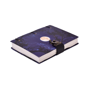 <b>A5</b> Night Moon Landscape Design Handmade Paper Notebook Lock Diary | 100 Pages Double Side Writing Eco Friendly Premium Journal - Product Image 1