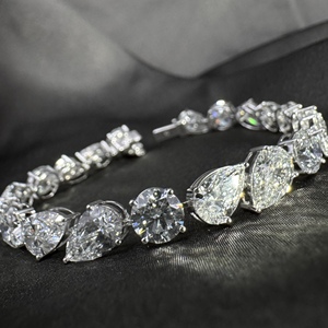 Pear & Round Cut Diamond Tennis <b>Bracelet</b> <b>White</b> Gold IGI Certified Luxury Jewelry Women's Anniversary Fine Jewelry - Product Image 2