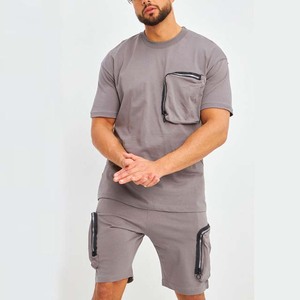 Men's Breathable Casual Summer Sweat Suit <b>Twin</b> <b>Set</b> 2-Piece Short Sleeve T-Shirt and Shorts - Product Image 5