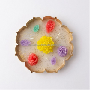 Bougie décorative artisanale en laiton en forme de lotus, sculptée dans la cire florale, à plusieurs mèches, pour bol à bougie, vente en gros - Product Image 6