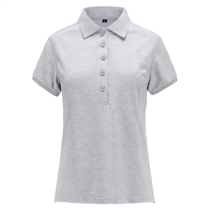 Polo de Mujer Gris Claro Texturizado, Mezcla de Algodón, Transpirable, Suave y Cómodo, Uniforme de Oficina, Camisetas para Mujer - Product Image 2
