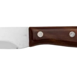 Couteaux de cuisine à manche en bois brun avec lame courbée argentée et rivets métalliques pour la découpe de la viande et la préparation quotidienne des aliments - Product Image 5