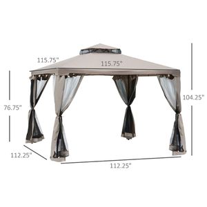 Carpa Gazebo de 3x3 Metros Color Taupe con Paredes Laterales con Mosquitera y Techo Ventilado de 2 Niveles para Jardín, Césped, Patio o Terraza - Product Image 3