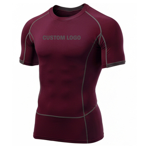 Camiseta Deportiva Ajustada de Color Rojo Sólido, Hecha en Pakistán, de la Mejor Calidad, Ecológica, de Secado Rápido, 180g, Manga Corta, Spandex - Product Image 1