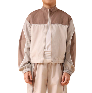 Lightweight Winter Solid Kid Windbreaker <b>Tracksuit</b> Casual Nylon Fabric Hooded Streetwear Stand Collar Kids Fashion Suit - Product Image 3