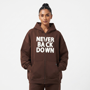 Sweat à capuche oversize zippé pour femme, en molleton écologique de coton épais 400 g/m², style streetwear - Product Image 1