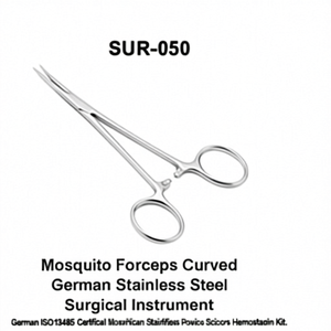 Kit de hémostatase avec forceps chirurgical courbé en acier inoxydable de classe I certifié ISO13485 allemand, cisailles à action manuelle - Product Image 1