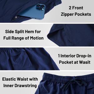 Men's Navy Blue Fleece Shorts For Men with Drawstring and Pockets Lightweight Casual Warming Thermal <b>Lined</b> Men's Joggers Shorts - Product Image 3