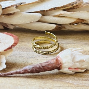 Unique Design Latest Brass Rings Boho Bamboo <b>Wrap</b> Band Tribal Material Jewelry Women 18k Gold Plated Nature Spiral Wholesale/OEM - Product Image 5