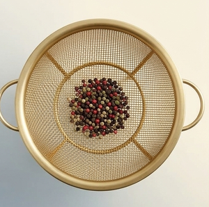 Panier à fruits de haute qualité en métal doré, passoire à mailles fines avec support et poignées - Product Image 4