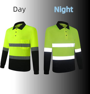 Chemises polo de sécurité réfléchissantes d'été, vêtements de travail de nuit, travaux routiers, chemises polo de sécurité haute visibilité noires - Product Image 4