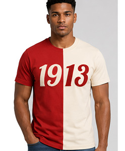 Camiseta de Algodón Chenille 1913 con Cuello Redondo, Talla Grande, Personalizada OEM ODM, con Letras Griegas, Unisex, Ropa Casual para el Campus - Product Image 1