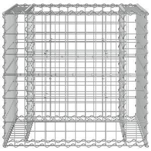 ม้านั่งสวนไม้สีน้ำตาลธรรมชาติและเหล็กสีเทา พร้อมตะกร้ากาเบียน ผลิตภัณฑ์ม้านั่งสำหรับลานบ้าน - Product Image 6