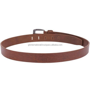 Ceinture décontractée pour homme en cuir véritable texturé marron de qualité supérieure avec boucle élégante en laiton argenté mat - Product Image 6
