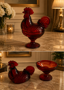 Round Glass <b>Candle</b> Jars With Lid <b>Red</b> Hen Home Decoration Artistic Design - Product Image 3