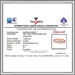 แหวนหมั้นทองคำขาวเพาะเลี้ยงในห้องปฏิบัติการ ได้รับการรับรองจาก IGI INGEMCO เพชรทรงบริลเลียนต์แบบฝังหนามเตย สไตล์คลาสสิก ทองคำบริสุทธิ์ 14K สำหรับผู้หญิง - Product Image 5