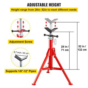 Soporte de tubo en V, altura ajustable de 28 a 52 pulgadas, plegable y portátil, capacidad de 2500 lb, abrazaderas para tubos de 1/2 a 12 pulgadas - Product Image 3