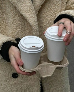 Premium <b>Disposable</b> Beverage Carrier Tray 2 <b>Cup</b> Molded Pulp Holder for Hotels Cafes and Restaurants Tray for Food Industry Use - Product Image 4
