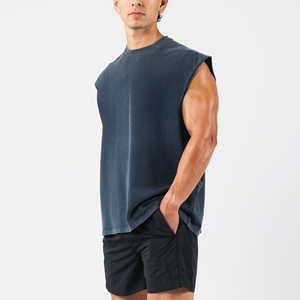 Camiseta sin mangas unisex anti-UV de secado rápido, personalizada, a color, para hombre, para fitness, gimnasio, informal, de verano, servicio OEM. - Product Image 6