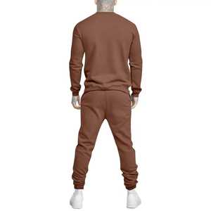 Conjunto deportivo de sudadera con cuello redondo para hombre y pantalones de chándal de forro polar con bolsillo lateral, a la moda. - Product Image 4