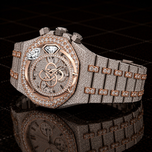 Reloj de pulsera de lujo para hombre con diamantes de moissanita y brazalete con incrustaciones de diamantes - Product Image 3