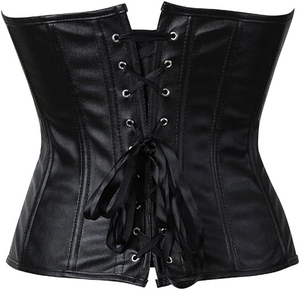 Corsé de cuero sintético negro OEM personalizado con cremallera frontal, lazo y cordones, top bustier con varillas, top moldeador de cintura para mujer - Product Image 3