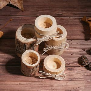 Juego de Portavelas de Madera para Velas de Té, Paquete de 3 Macetas Redondas para Plantas, Portavelas Decorativo de Estilo Rústico Natural Hecho a Mano - Product Image 3