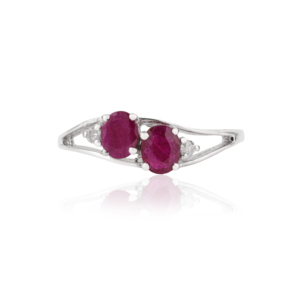 Anillo de Plata de Ley 925 con Dos Piedras de Rubí y Diamante, de Moda y Alta Venta, para Mujer, Joyería de Piedra de Nacimiento de Julio - Product Image 1