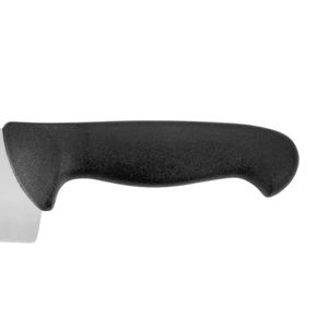 Couteaux de boucher à lame large avec manche noir, bord courbé argenté, protège-doigts et poignée ergonomique pour la découpe et le façonnage de la viande - Product Image 6