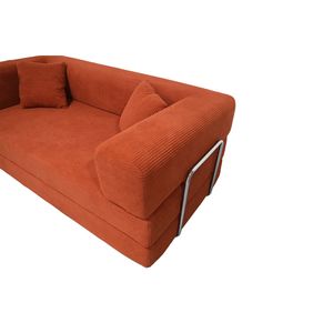 Divano Letto Doppio Multifunzionale a Corpo Largo in Spugna Pura con Tessuto in Velluto a Righe Sottili, Divano a Compressione - Product Image 2
