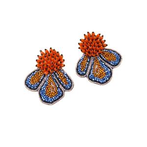 Handmade Beaded Embroidery Stylish Fancy Flower Leaf Trendy Premium Earring Top High Quality New Design Cute Beautiful For <b>Girl</b> - Product Image 3